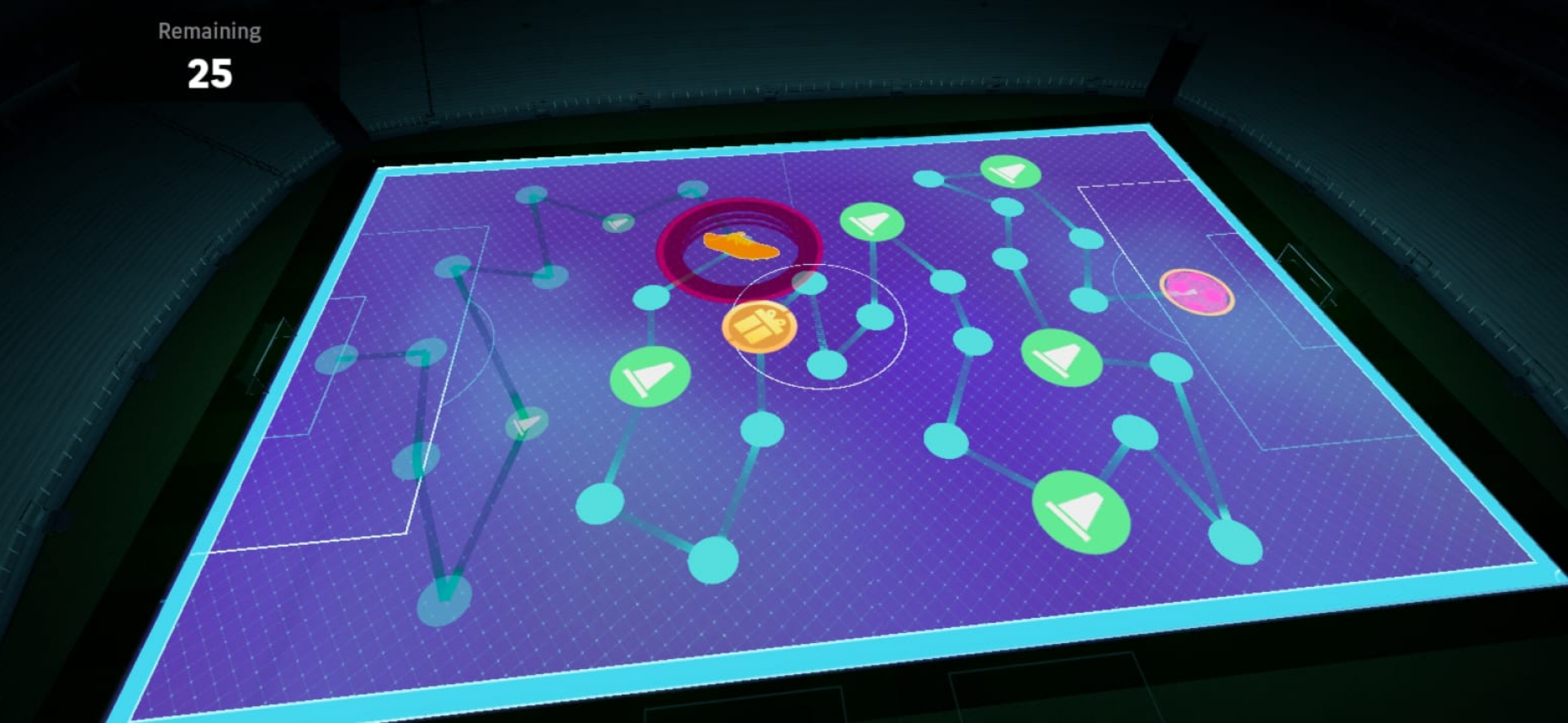 Progression board showing 25 remaining